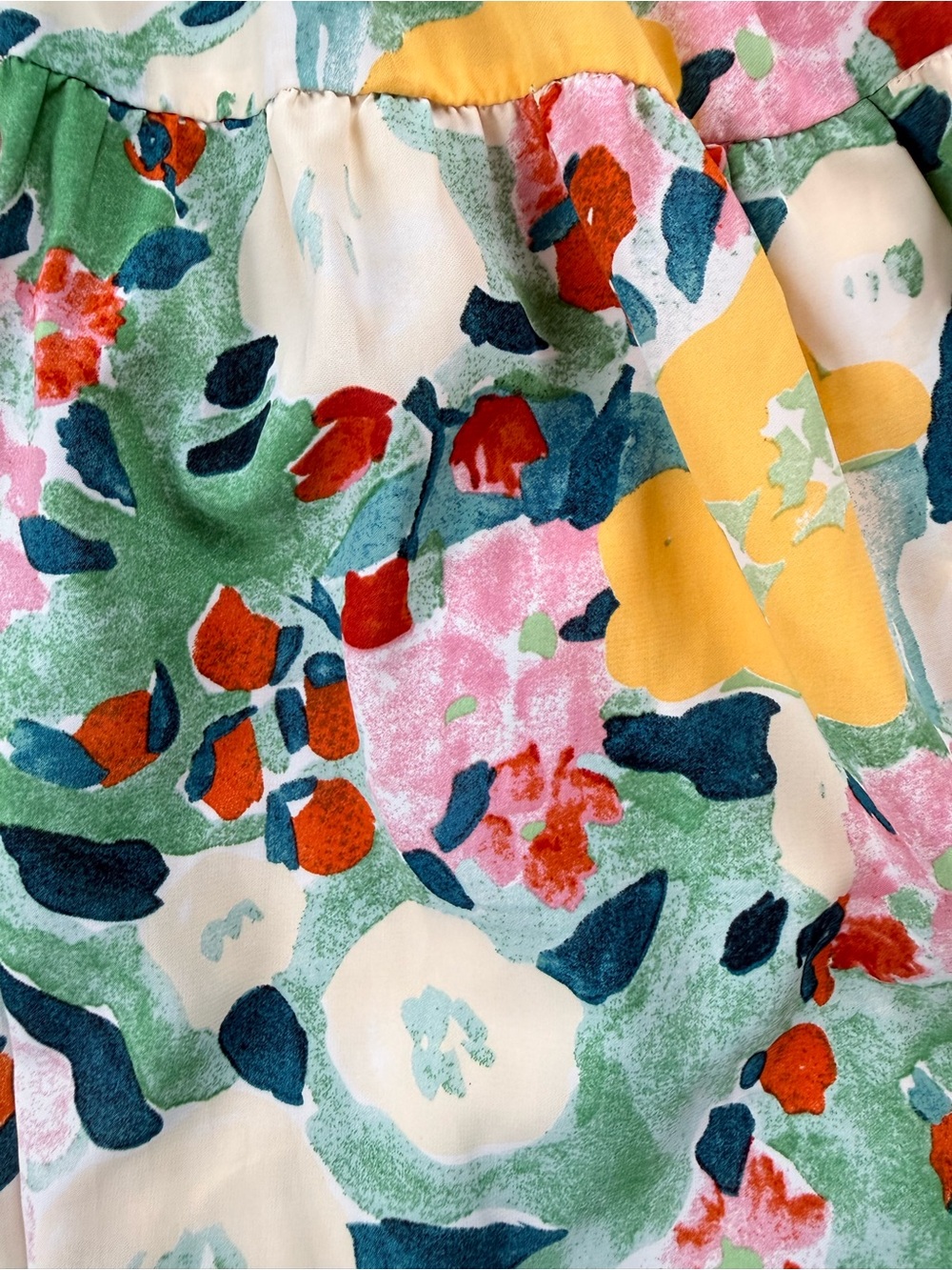 Entro Floral Tiered Babydoll Dress SZ L Watercolor Print V Neck Boho Cottagecore - Picture 9 of 10